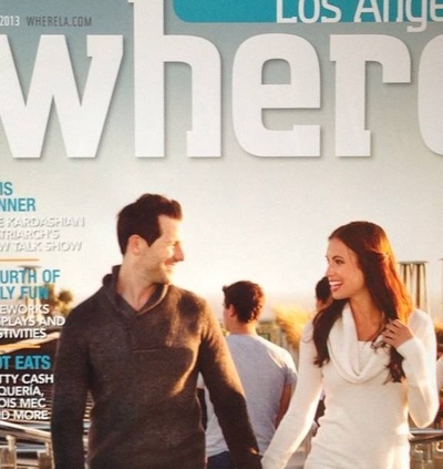 Chad Olson Where in Los Angeles magazine cover holding hands with a women